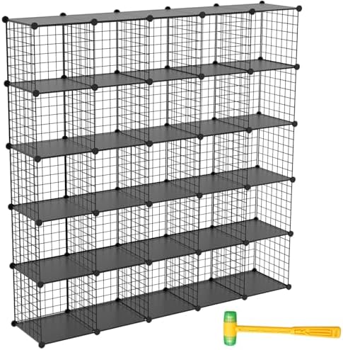 Wire Cube Storage Organizer, 25-Cube Metal Storage Shelves Bookshelf, Stackable Modular Closet Organizer for Bedroom Living Room, Office,Storage Shelves by Worththetrustofeverycusto