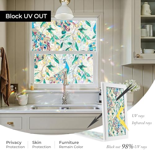 ADD.HERES Rainbow Window Privacy Film, Stained Glass Cling, 17.5" x 78.7" - Image 5