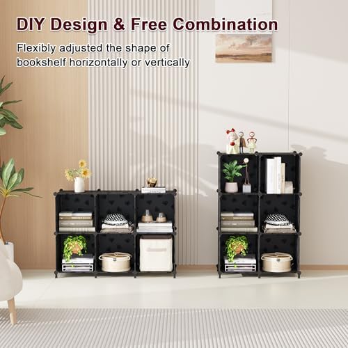 UNKU 6 Cube Storage Organizer, Closet Organizer Storage Shelves, Black - Image 5
