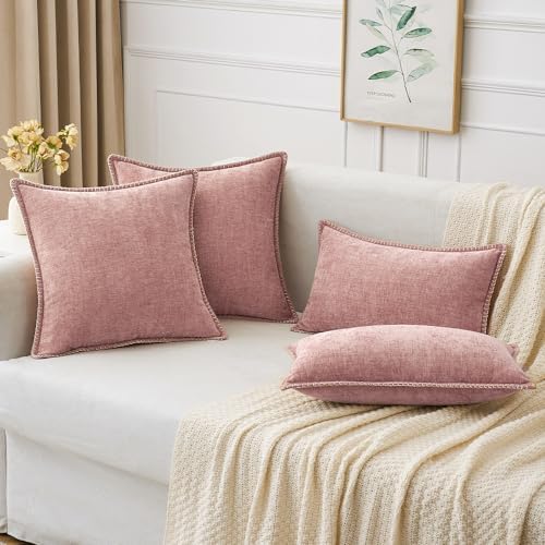MIULEE Decorative Couch Throw Pillow Covers 18x18 Inch Blush Pink 2 Pack - Image 5