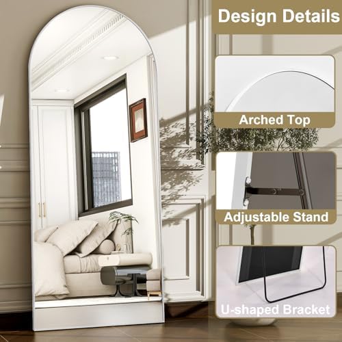 57" x 20" Arched Full Length Mirror - Wall Mounted/Floor Mirror Aluminum Alloy Frame Full Body Mirrors for Bathroom Living Room Bedroom and Entryway,Sliver - Image 6