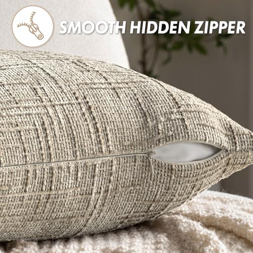 MIULEE Chenille Textured Throw Pillow Covers Light Brown 20x20 Set of 2 - Image 6