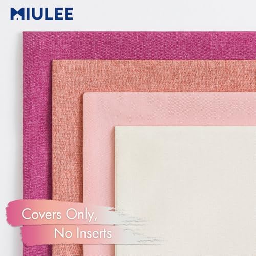 MIULEE Pack of 4 Decorative Outdoor Throw Pillow Covers Linen Waterproof Pillow Covers Summer Farmhouse Cushion Cases for Patio Garden Tent Balcony Couch Sofa 18x18 Inch Pink - Image 5