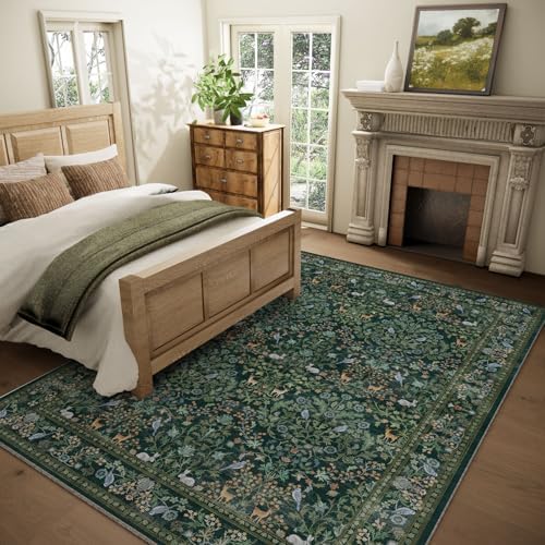 8x10 Area Rugs for Living Room: Washable Rug Vintage Rugs Stain Resistant Non Slip Low Pile Lightweight Soft Carpets Rugs for Bedroom Kitchen Dining Room Nursery Kids Room Farmhouse Home Office - Image 2