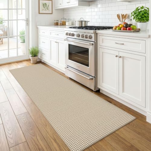 KOZYFLY Runners for Hallways 2x6 ft Washable Kitchen Runner Non Slip Rubber Backed Hall Runners Cotton Entryway Runner Rugs for Indoor Backdoor Bedroom Kitchen, Ivory Beige - Image 3