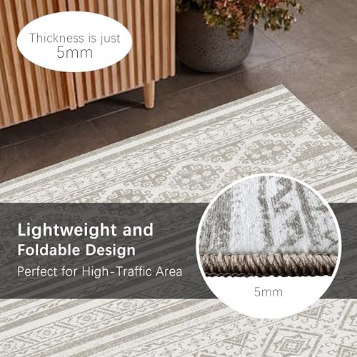 RUGSURE Washable Area Rugs 2'6'' x 8' - 1/6 Thick - Moroccan-Inspired -Stain & Water Resistant Non-Slip - Resistant Rug for Living Room, Bedroom, Nursery, Pet & Child Friendly (Grey) - Image 5