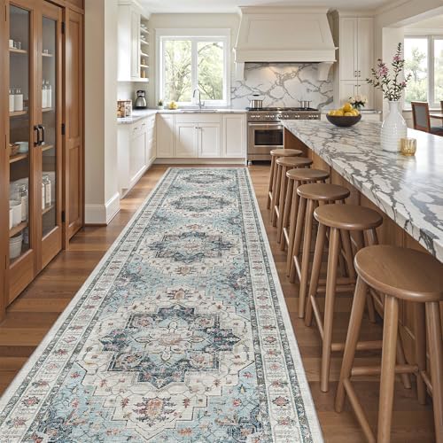 Madane Hallway Runner Rug 3x14 Washable Kitchen Runners Long, Blue - Image 4