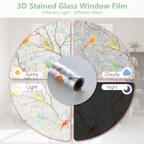 Kromapolis Window Privacy Film, Stained Glass Rainbow Bird, 17.5″ x 78.7″ - Image 7