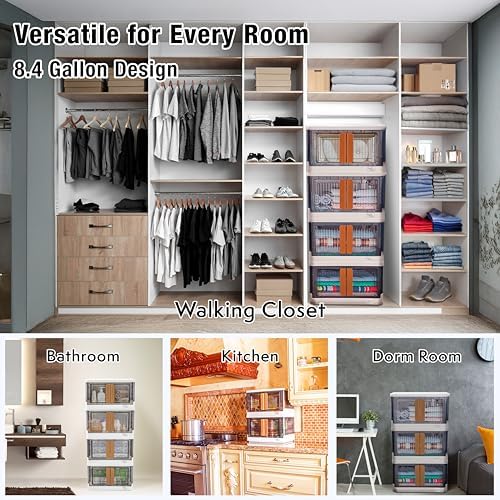 dbest products Quik Box 8.5 Gallon Stackable Storage Bins with Doors, Collapsible Organizer Foldable Container, for Bedroom Living Room Neat, Tidy Dorms and Organized Homes Boxes, White - Image 5