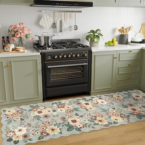 DUKINO 2x10 Runner Rug for Hallway, Washable Kitchen Rugs, Sage Green - Image 3