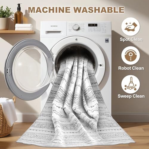 Nakagishi Boho 2x6 Runner Rug Machine Washable Rugs Non Slip Gray - Image 2