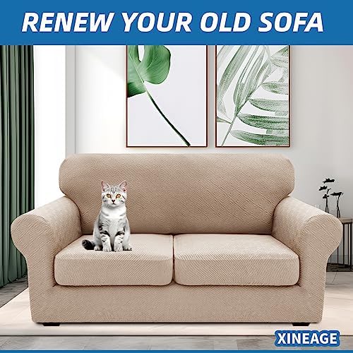 XINEAGE 3-Piece Stretch Loveseat Sofa Cover, Washable Couch Covers for Dog - Image 4