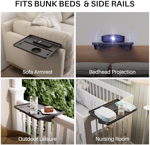 JOYMOOP Clip-On Bedside Shelf for Bunk Beds, Dorm Room Essentials, Bedside Caddy, No-Tool Install Bed Side Table Storage for Loft, Platform Beds, Nightstand Caddy for Phone, Glasses, Book, Black - Image 5