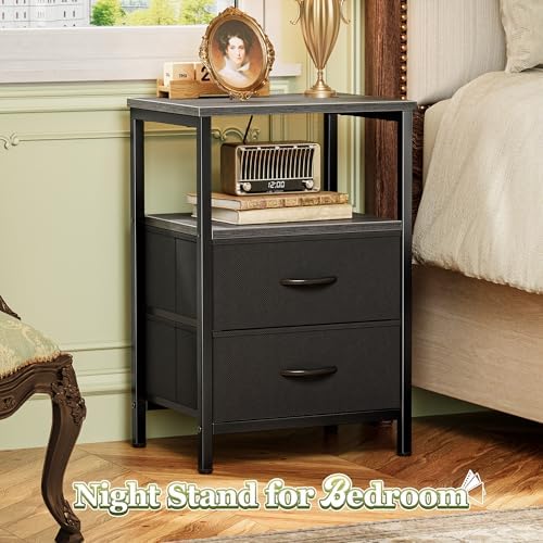 Huuger Night Stand Set of 2, Nightstand with 2 Drawers, Bedside Table - Image 4