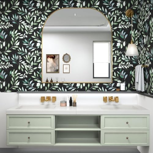 Danodoi Black Green Vintage Leaves Peel and Stick Wallpaper 17.5" x 118" | Waterproof Vinyl Self Adhesive Removable Renter Friendly Floral Contact Paper - Image 2