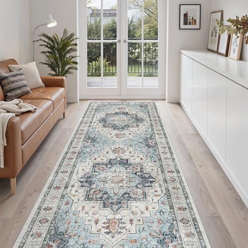Madane Hallway Runner 3x8, Kitchen Rugs Washable Entry Rug, Blue - Image 3
