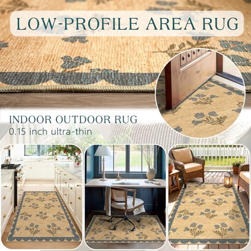 3x5 Floral Entry Rug - Washable Indoor Outdoor Mats for Front Door - Image 7