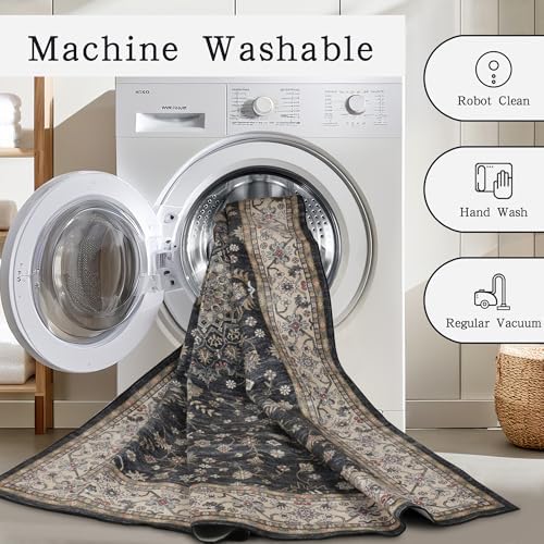 8x10 Washable Area Rugs for Living Room,Bedroom,Dining Room- Classic Black - Image 4
