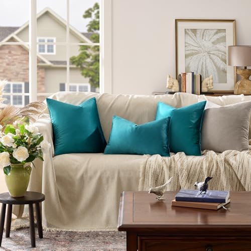 GIGIZAZA Teal Velvet Pillow Covers 24x24 Decorative Pillows Pack of 2 - Image 3