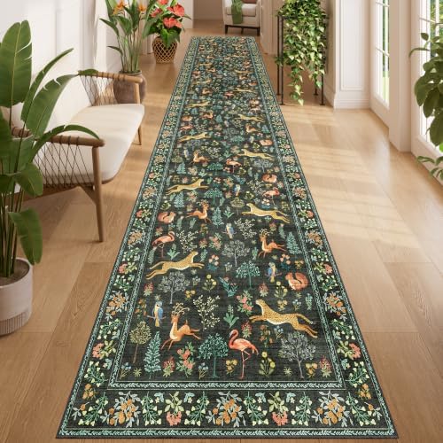 DUKINO 3x14 Runner Rug for Hallway, Washable Animal Kitchen Rugs, Black by DUKINO