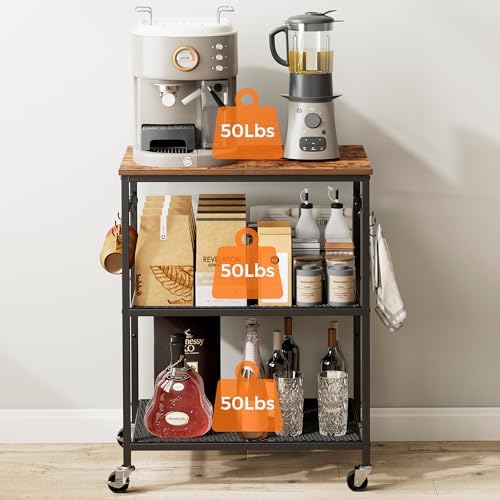 Homleke 3-Tier Rolling Kitchen Microwave Cart, Utility Cart - Image 6