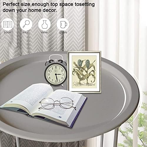 Garden 4 you Folding Tray Metal Side Table 2PC Grey Round End Table Cyan Sofa Small Accent Fold-able Table, Round End Table Tray, Next to Sofa Table, Snack Table for Living Room and Bed Room - Image 4