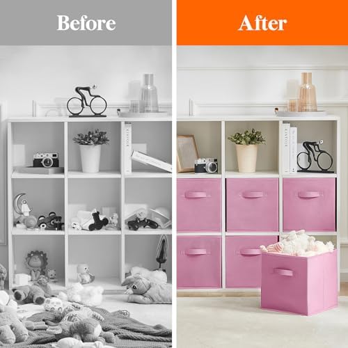 Lifewit Storage Cubes, 11 Inch Organizer Bins, 18L Pink, 6 Packs - Image 6