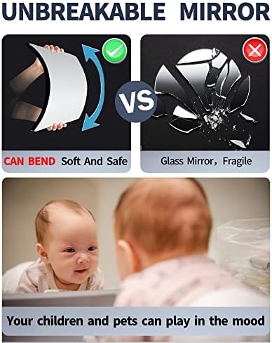 Full Length Mirror for Kids Safety Shatterproof Mirror, Plastic Wall Mirrors, Made Of Acrylic Plexiglass Mirrors, 4 Pcs 12"x12", Long Bedroom Door Closet Mirror's, Workout For Home Gym Body Mirror's - Image 4