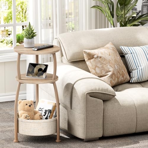 Small Side Table with Storage Basket for Living Room, 11.81in - Image 2