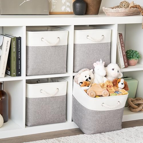 OrganiHaus 12x12 Cube Storage Bins, 4-Pack Fabric Cubes, Rope Handles - Image 3