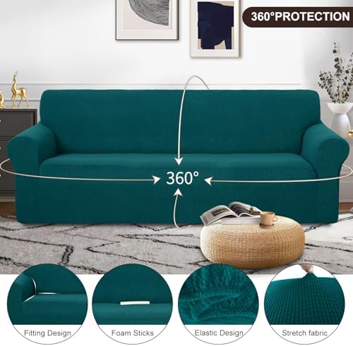 U-NICE HOME Oversized Stretch Couch Cover Slipcover, Blue - Image 3