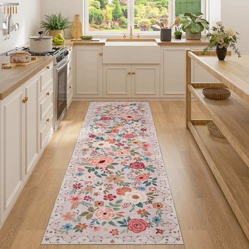 DUKINO 2x7 Runner Rug for Hallway, Washable Runner Rug Non Slip, Beige by DUKINO