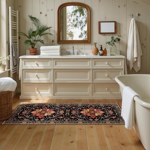 RELEANY Washable Area Rug, Runner 2'x5', Black/Colorful - Image 3