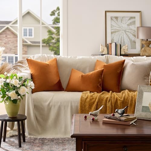GIGIZAZA Burnt Orange Velvet Throw Pillow Covers 12x20 Pack of 2 - Image 2