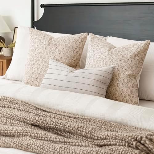 Foindtower Decorative Floral Print Throw Pillow Covers 20×20 Ivory Beige - Image 5