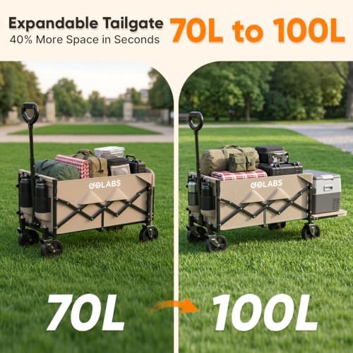 Golabs WA1 Collapsible Folding Wagon Cart, Max 220lb Load, Expands to 100L - Image 2