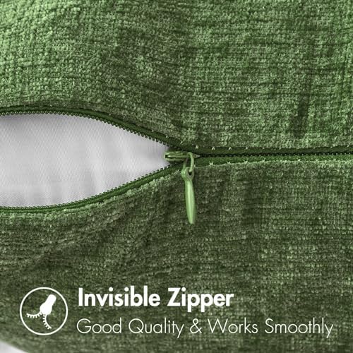 MIULEE Soft Chenille Throw Pillow Covers Moss Green 18x18 Inch Pack of 2 - Image 3