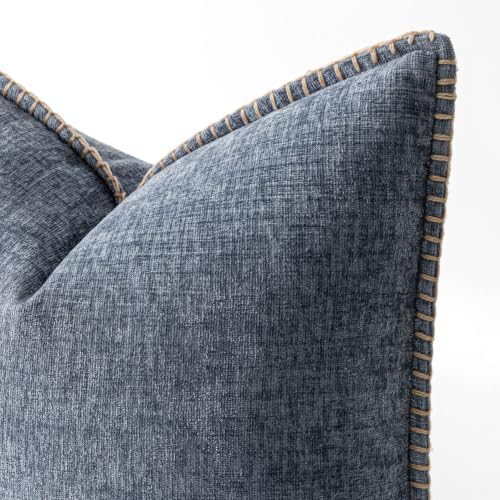 MIULEE Decorative Couch Throw Pillow Covers 20x20 in Dark Grey Blue 2 Pack - Image 2
