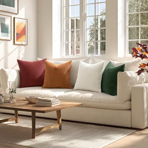 MIULEE Modern Decorative Pillow Covers 18x18 Inch Set of 4 Christmas Red - Image 6