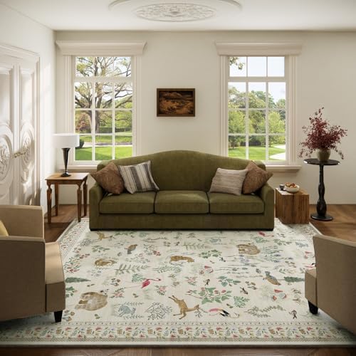 5x7 Area Rugs for Living Room: Washable Bedroom Rug Vintage Rugs Stain Resistant Non Slip Low Pile Soft Lightweight Carpet Rugs for Kitchen Dining Room Farmhouse Nursery Kids Room Home Office by palohom
