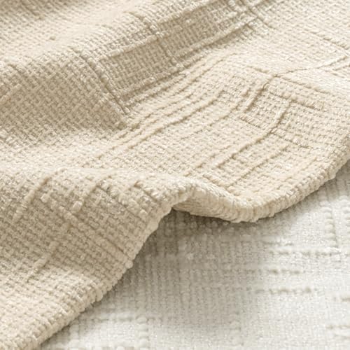 MIULEE Chenille Textured Euro Throw Pillow Covers Beige 22x22 Set of 2 - Image 2