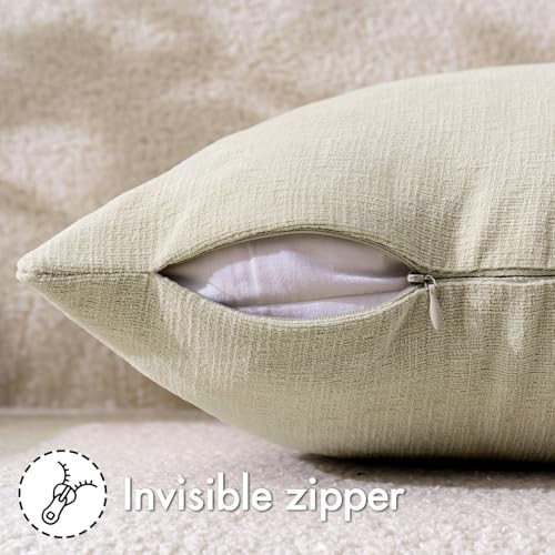MIULEE Cream Chenille Couch Throw Pillow Covers, 18x18 - Image 3