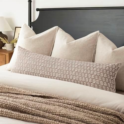 Foindtower Long Floral Print Lumbar Throw Pillow Cover 14×36 Inch,Tan Taupe - Image 4