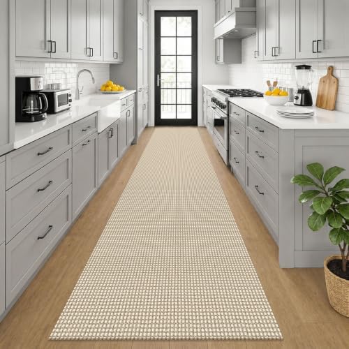 KOZYFLY Cotton 2.5'x12' Runners Rugs for Hallway, Long Washable Runner Rug, Woven Non Slip Kitchen Runner, Braided Entryway Rug, Floor Carpet for Entry, Aisle, Hall, Ivory Beige - Image 2