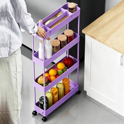 SPACELEAD 2-piece Set Slim Storage Cart 3 Tier,Bathroom Organizer Rolling Utility,Mobile Shelving Unit Slide Out for Office, Kitchen, Laundry Room & Narrow Places - Image 5