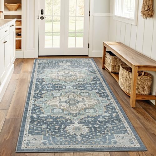 AMADA HOMEFURNISHING 2x5 Washable Runner Rug, Low-Profile Kitchen Rugs with Non-Slip Backing & Durable Edge Binding, Vintage Entryway Runner Rug for Bedroom & Hallway by AMADAHOMEFURNISHING