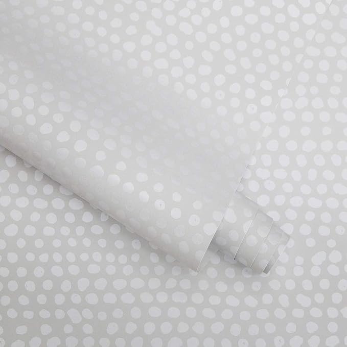 Tempaper Metallic Pearl Grey Moire Dots Removable Peel and Stick Wallpaper, 20.5 in X 33 ft, Made in The USA - Image 6