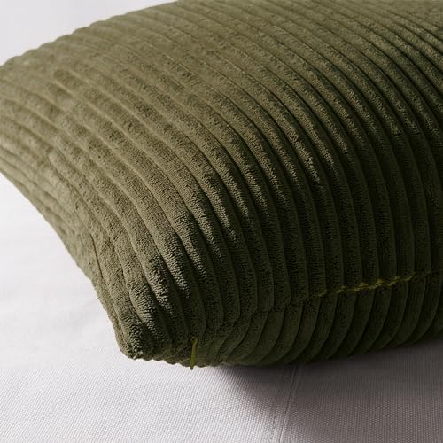 Topfinel Dark Green Euro Shams Decorative Throw Pillow Covers 22x22 Inch Set of 4,Soft Corduroy Striped Gradient Color Large Cushion Cover for Beach,Patio,Balcony,Living Room,Summer Home Decor - Image 2
