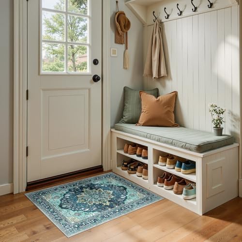 RELEANY Washable Area Rug, Small 2'x3', Teal - Image 4