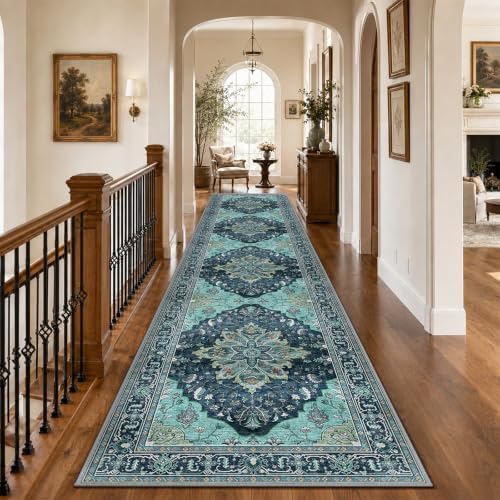 RELEANY Washable Area Rug, Runner 3'x12', Teal by RELEANY